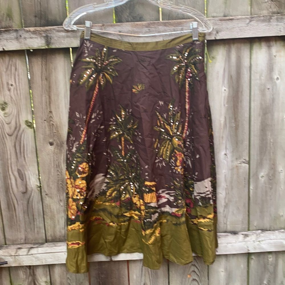 Willi Smith Green palm tree theme skirt sz. 6